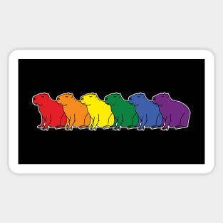 Row of Pride Flag Colored Capybaras Sticker